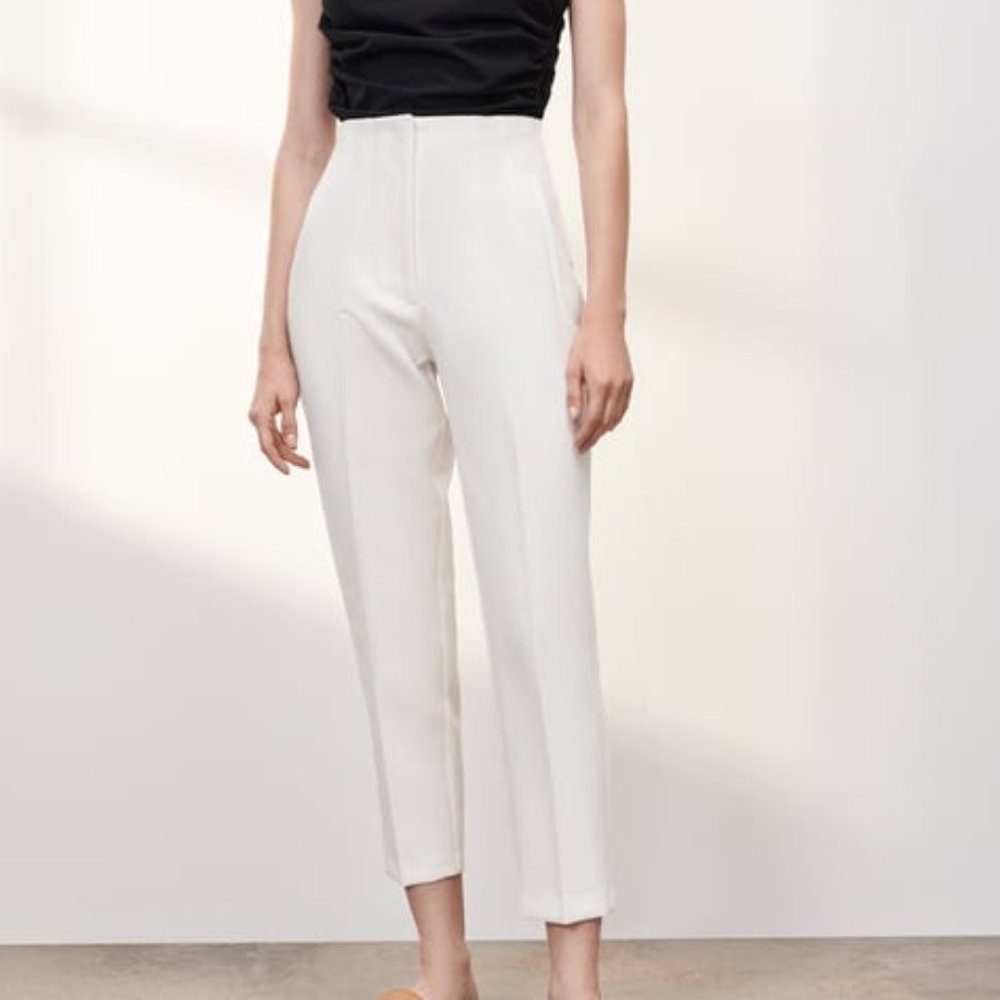 NWT ZARA HIGH-WAISTED PANTS White Size S